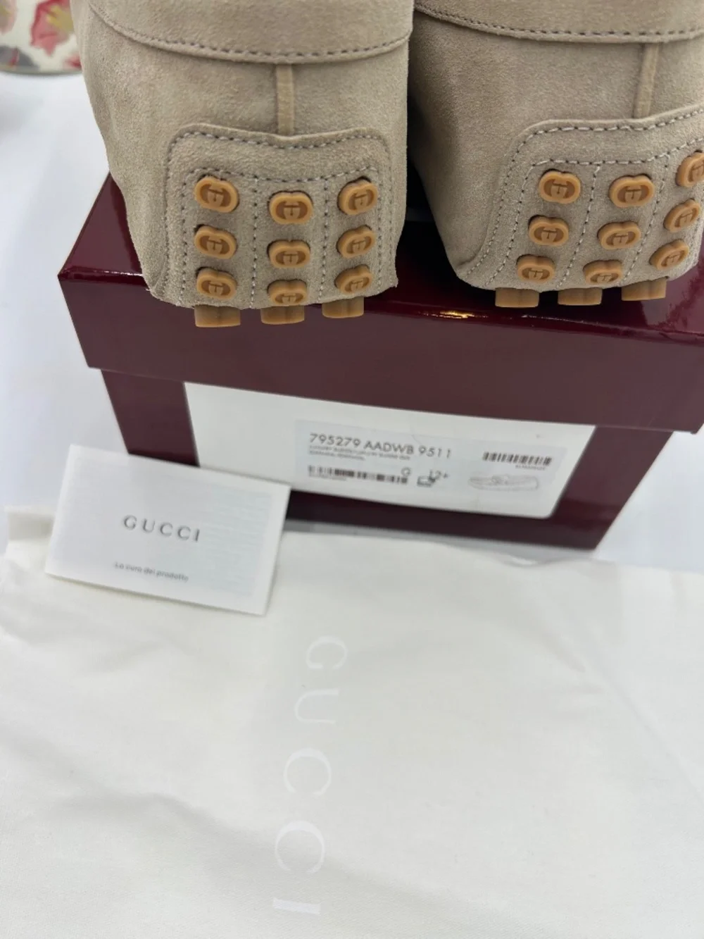 Men’s Gucci Byorn GG Suede Driver Loafers. Size 12.5 fits 13. Made in Italy.
